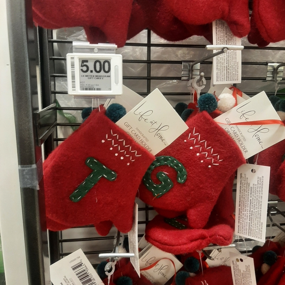 Red Holiday Mittens Ornament Card Holder Lqst Price Is 10$